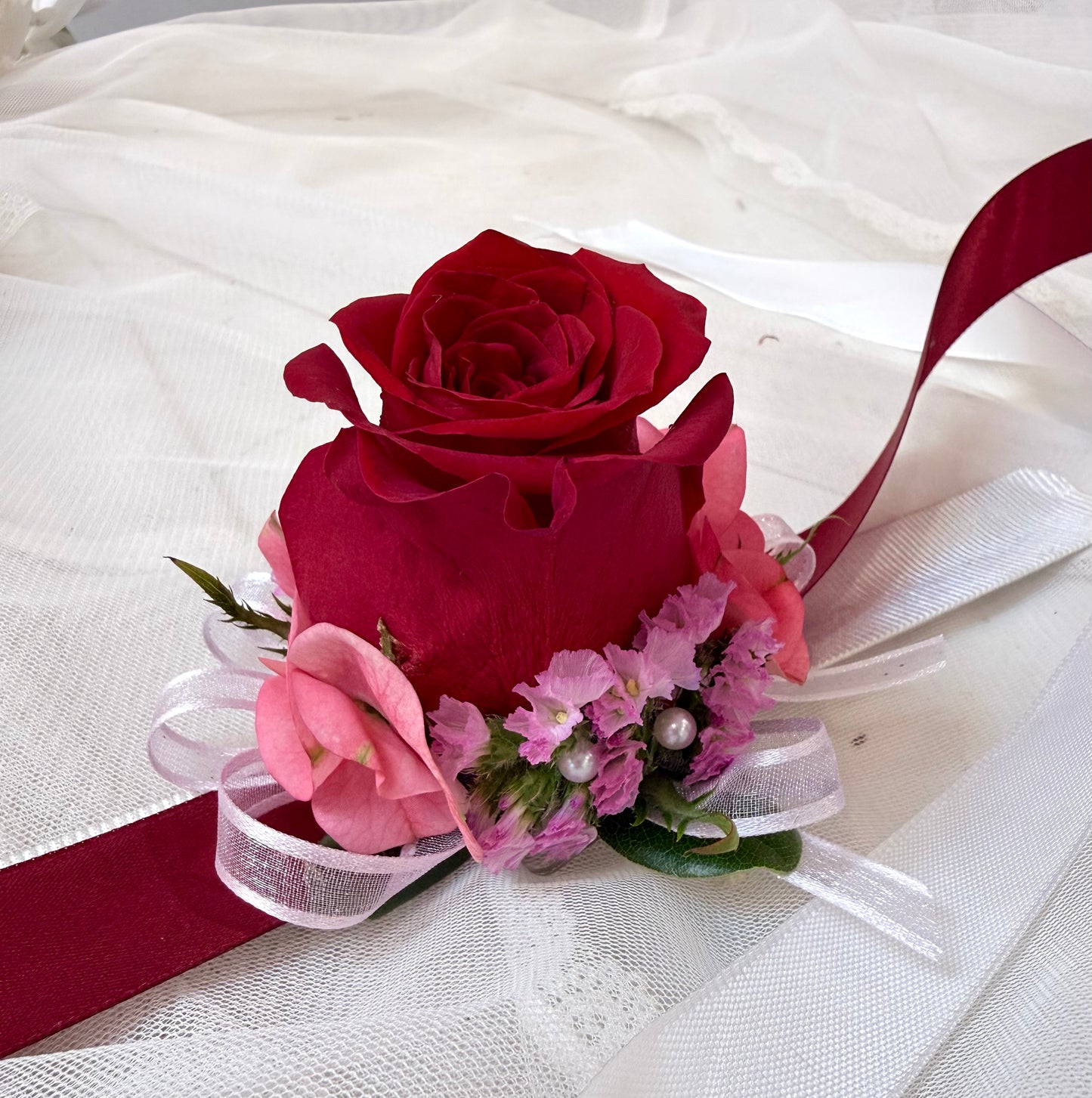 Lady in Red Corsage & Boutonniere