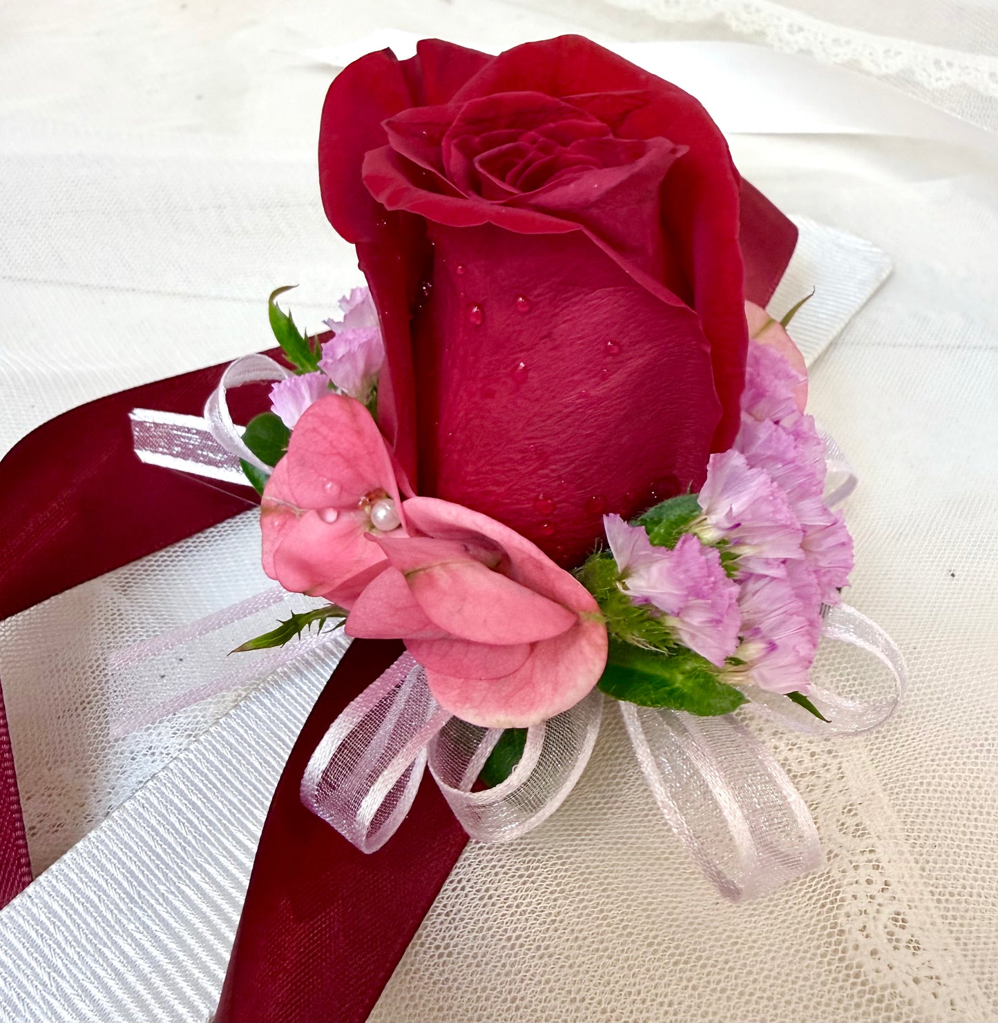 Lady in Red Corsage & Boutonniere