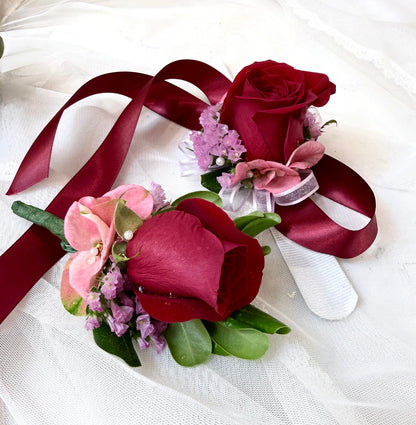 Lady in Red Corsage & Boutonniere