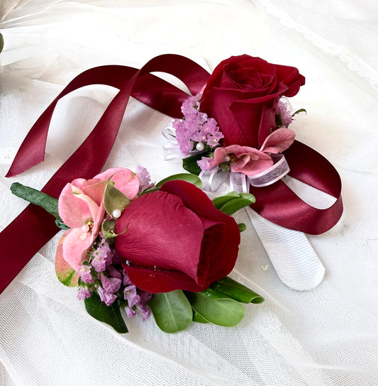 Lady in Red Corsage & Boutonniere