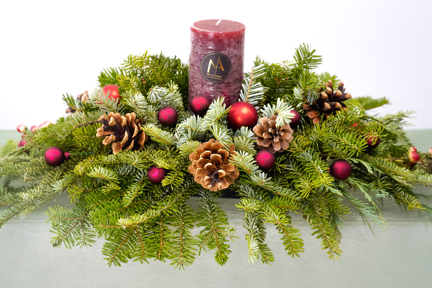 Evergreen Candle Centerpiece