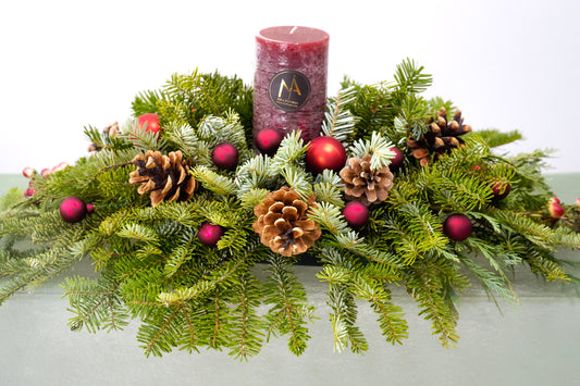 Evergreen Candle Centerpiece