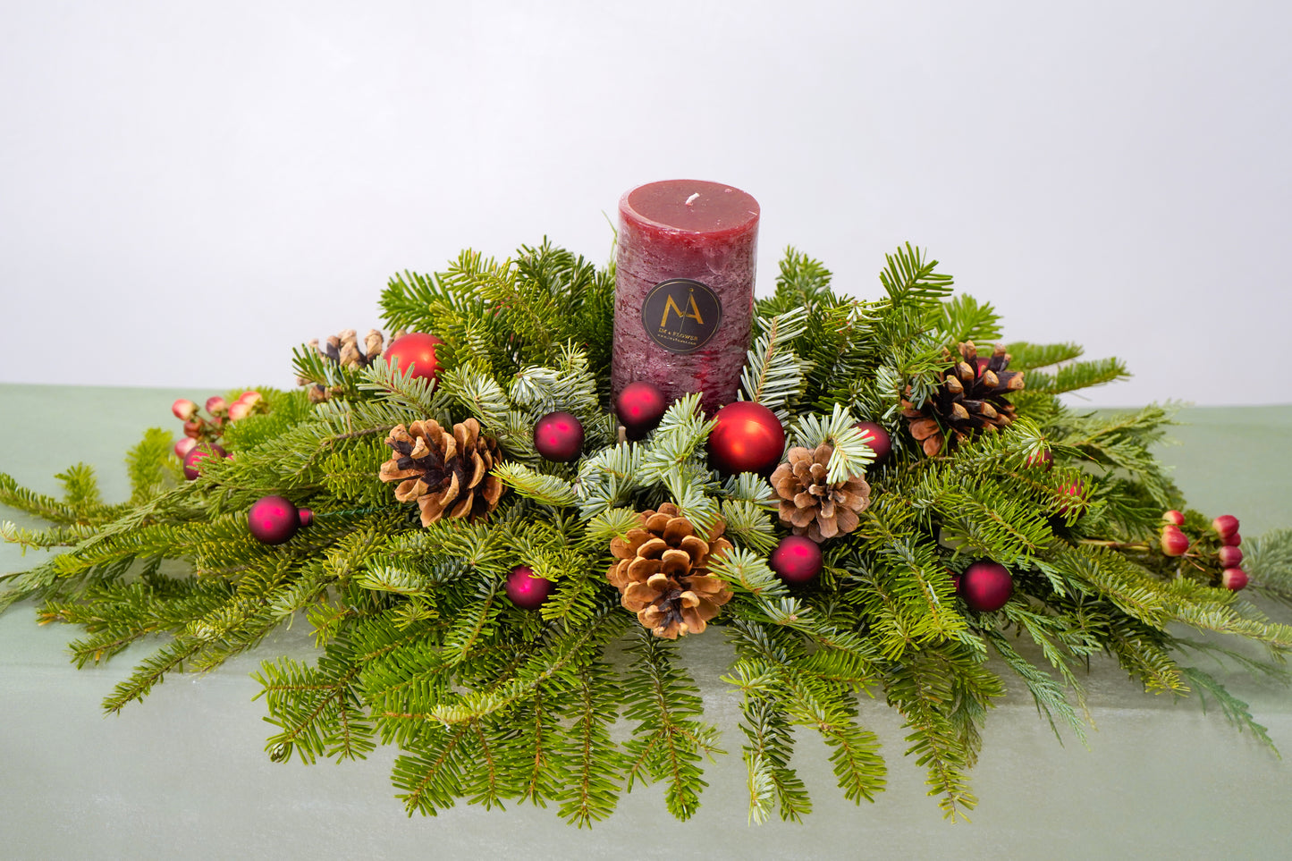 Evergreen Candle Centerpiece