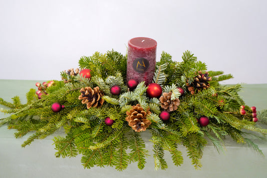 Evergreen Candle Centerpiece